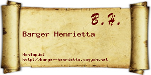 Barger Henrietta névjegykártya